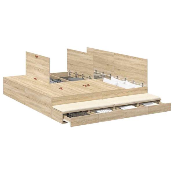 Stauraum Bettgestell Braun Holzwerkstoff 180 x 200 x 31,5 cm