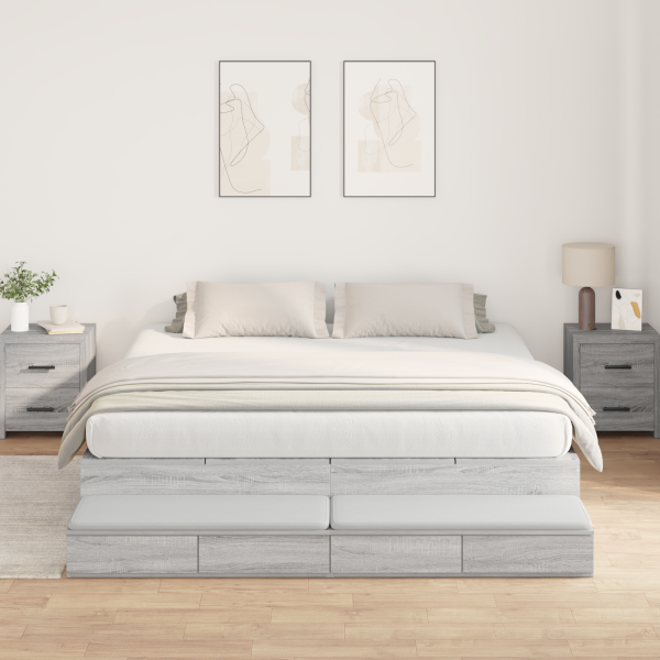 Stauraumbettgestell Grau Sonoma Holzwerkstoff 180 x 200 cm