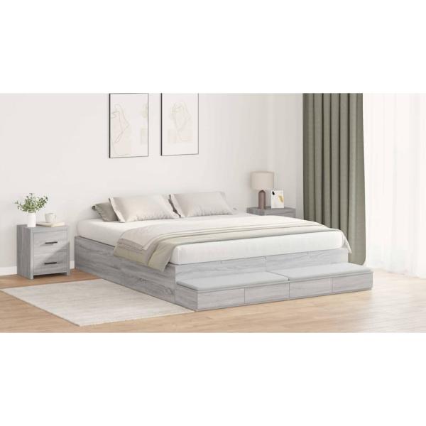 Stauraumbettgestell Grau Sonoma Holzwerkstoff 180 x 200 cm