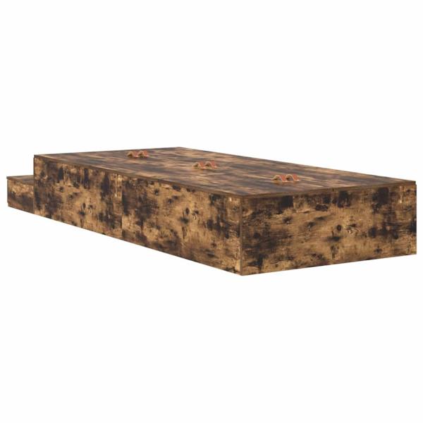 Stauraum Bettgestell Rauch Eiche Holz Einzel Schlicht