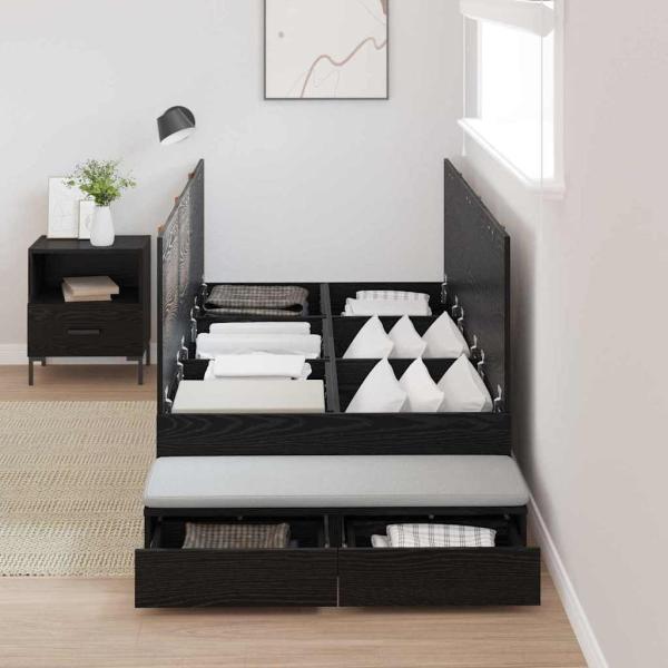 Stauraum Bettgestell Schwarze Eiche Holzwerkstoff 75 x 190 cm