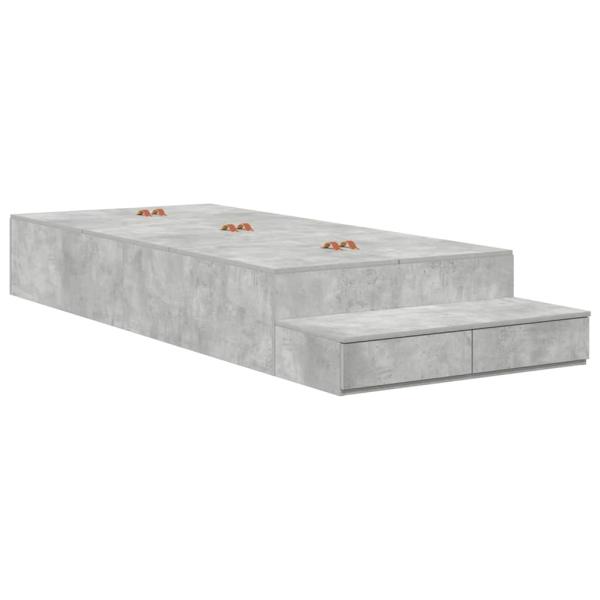 Stauraumbettgestell Beton grau Holzwerkstoff 75 x 190 cm Stauraum