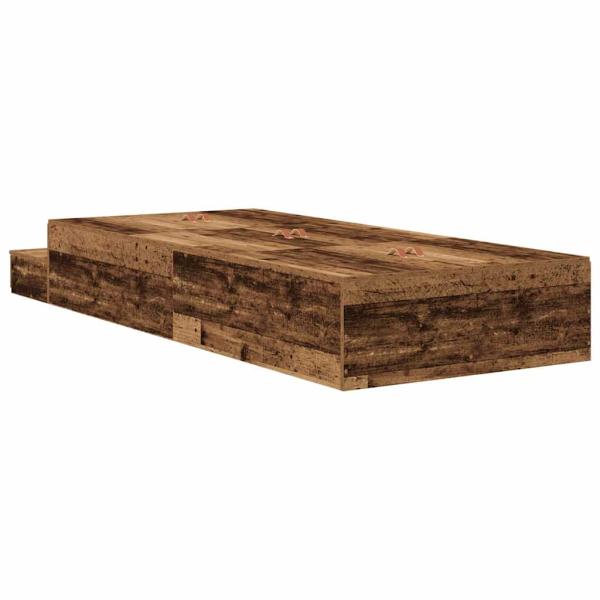 Stauraumbett Altes Holz Massivholz 75 x 190 cm Stauraumbett