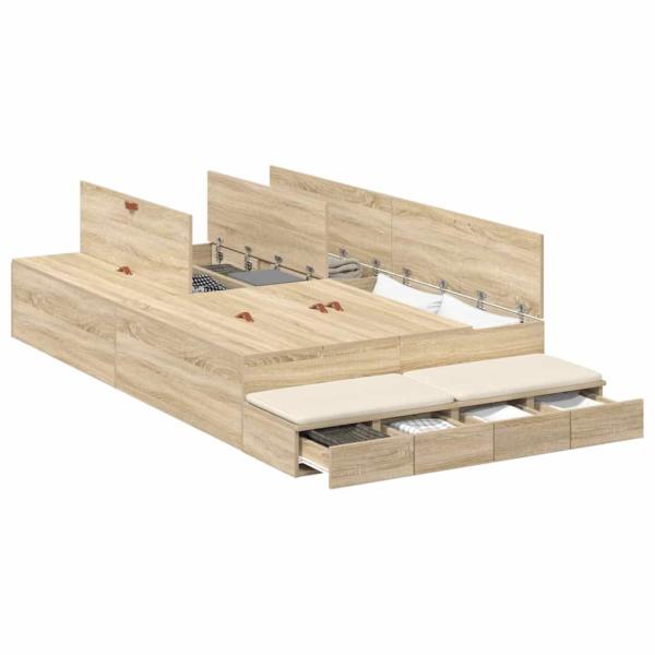 Stauraum-Bettgestell Sonoma Eiche Holzwerkstoff 120 x 190 cm