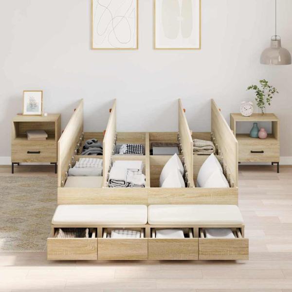 Stauraum-Bettgestell Sonoma Eiche Holzwerkstoff 120 x 190 cm