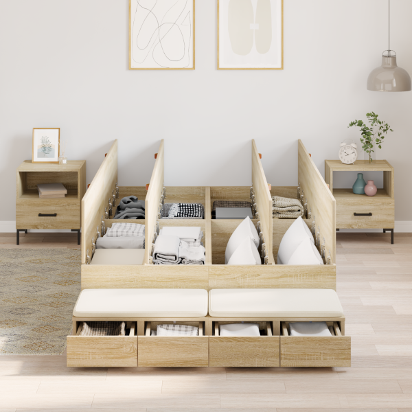 Stauraum-Bettgestell Sonoma Eiche Holzwerkstoff 120 x 190 cm