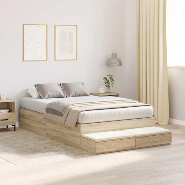 Stauraum-Bettgestell Sonoma Eiche Holzwerkstoff 120 x 190 cm