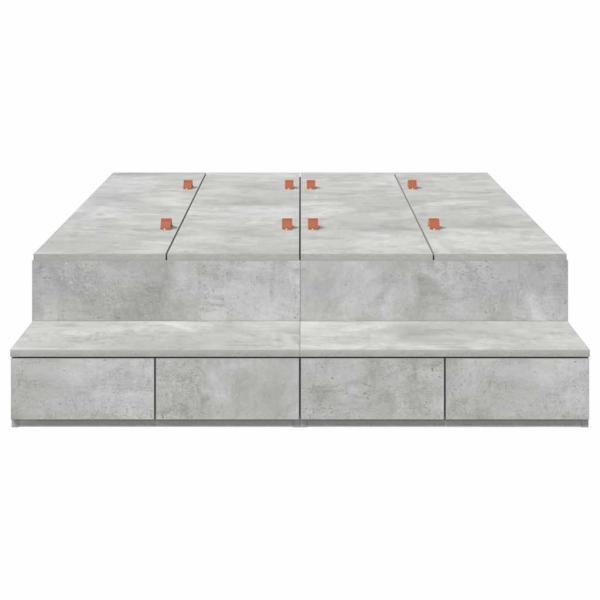 Aufbewahrungsbettgestell Beton Grau 120 cm Holzwerkstoff