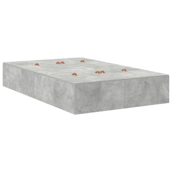 Aufbewahrungsbettgestell Beton Grau 120 cm Holzwerkstoff
