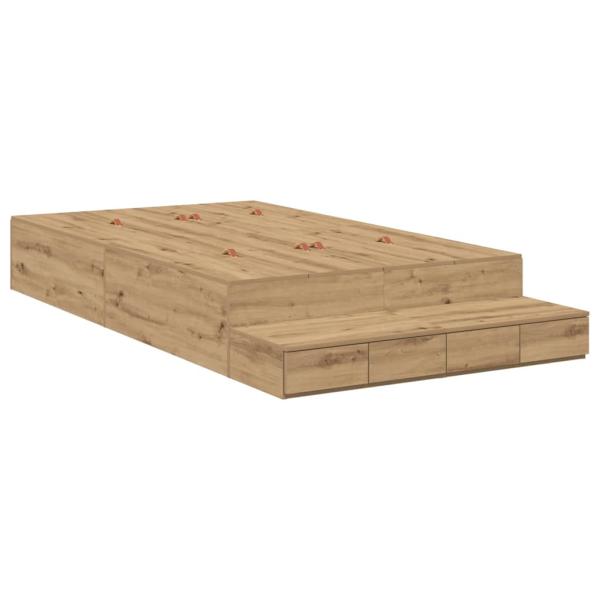 Stauraumbett Massivholz Eiche Widerstandsfähiges Holz 120 x 190 cm