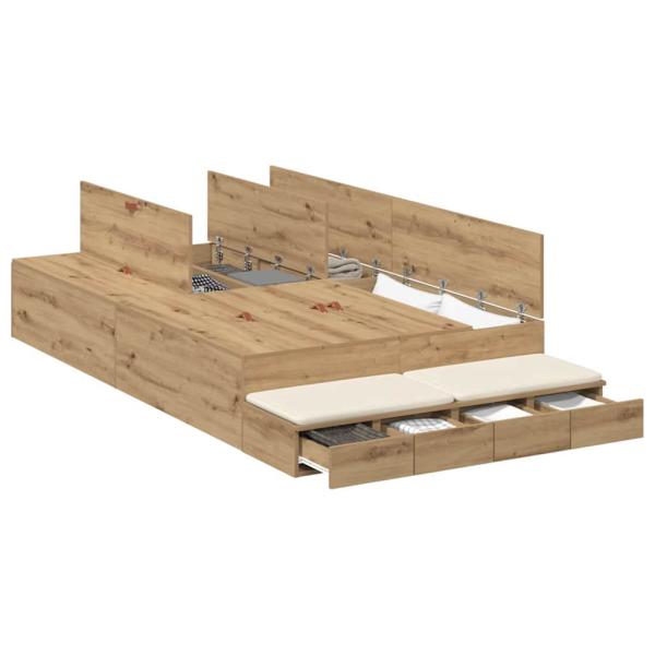 Stauraumbett Massivholz Eiche Widerstandsfähiges Holz 120 x 190 cm