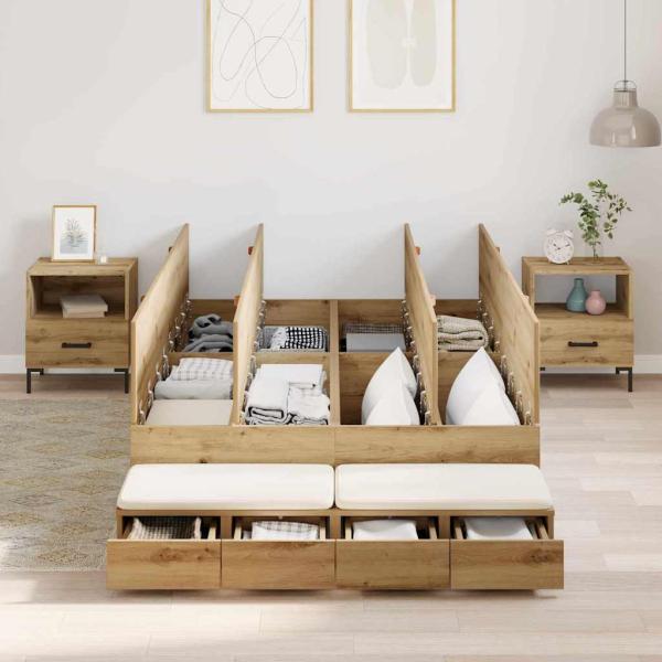 Stauraumbett Massivholz Eiche Widerstandsfähiges Holz 120 x 190 cm