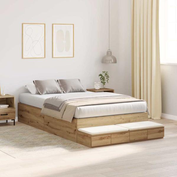 Stauraumbett Massivholz Eiche Widerstandsfähiges Holz 120 x 190 cm