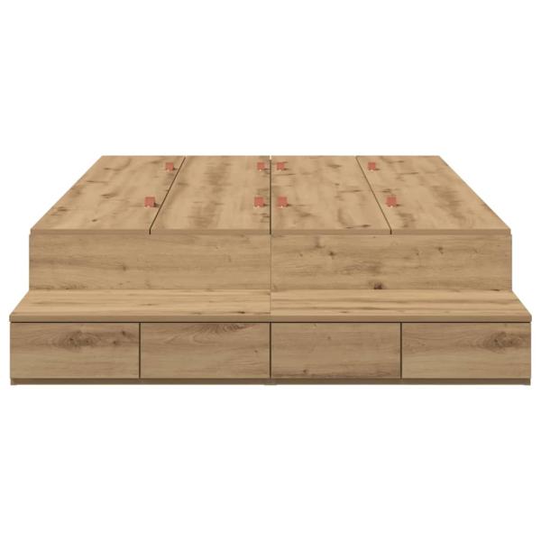Stauraumbett Massivholz Eiche Widerstandsfähiges Holz 120 x 190 cm