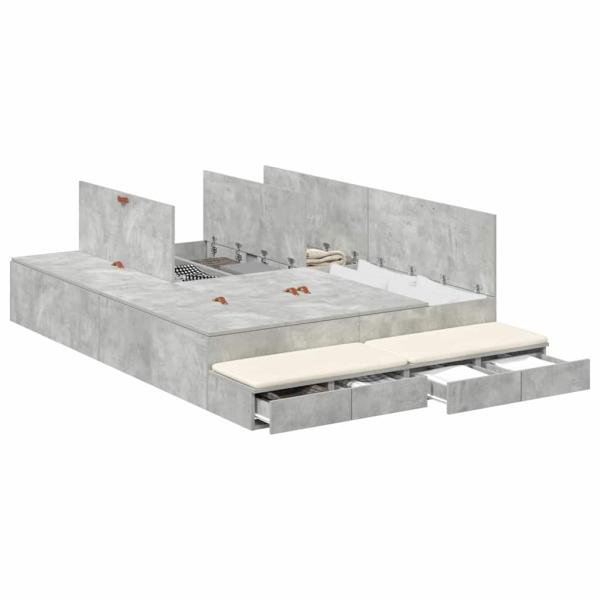 Stauraumbett Betongrau Holzwerkstoff 140 x 190 cm