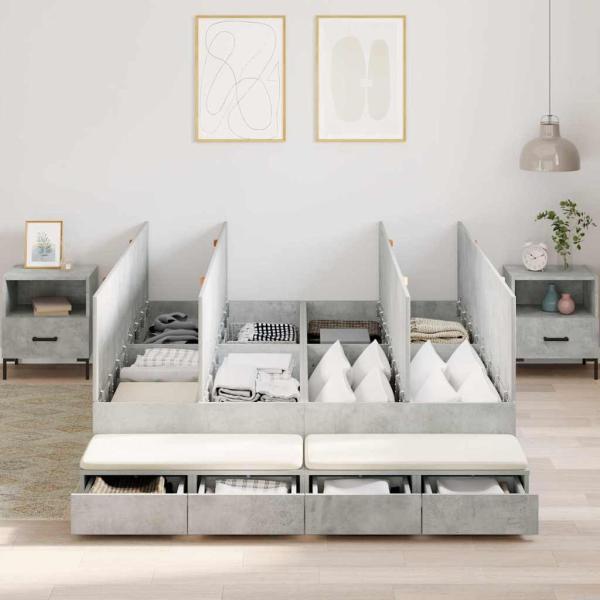 Stauraumbett Betongrau Holzwerkstoff 140 x 190 cm