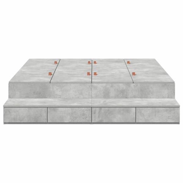 Stauraumbett Betongrau Holzwerkstoff 140 x 190 cm