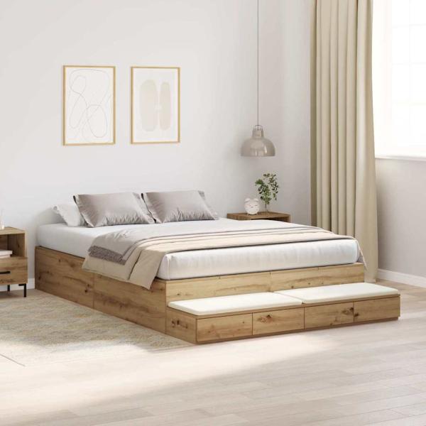 Stauraumbettgestell Braun Holzwerkstoff 140 x 190 x 31.5 cm