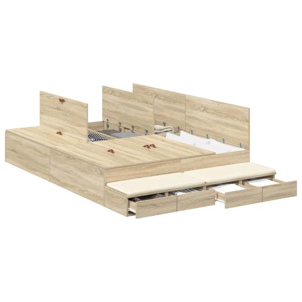 Stauraum Bettgestell Braun Holzwerkstoff 135,5 x 190 x 31,5 cm