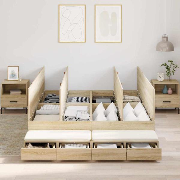 Stauraum Bettgestell Braun Holzwerkstoff 135,5 x 190 x 31,5 cm