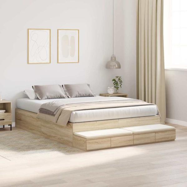 Stauraum Bettgestell Braun Holzwerkstoff 135,5 x 190 x 31,5 cm