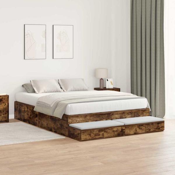 Stauraumbettgestell Braun Holzwerkstoff 135,5 x 190 x 31,5 cm