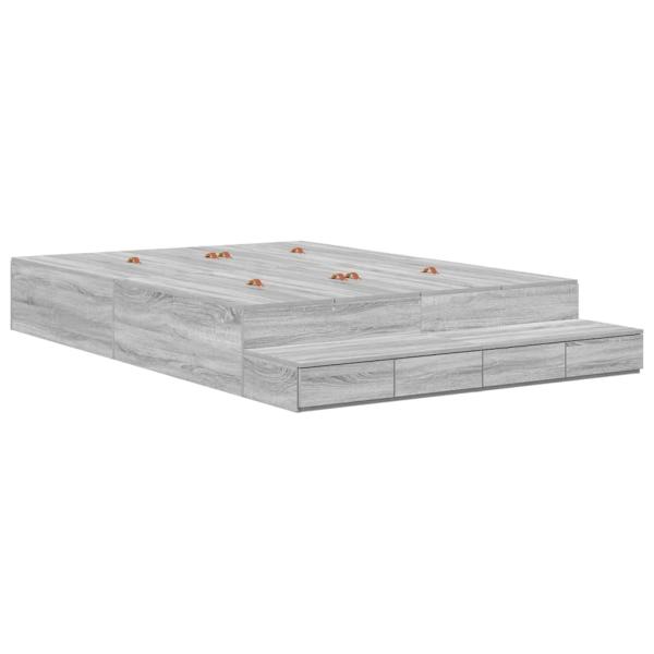 Stauraum Bettgestell Grau Holzwerkstoff 135,5 x 190 x 31,5 cm