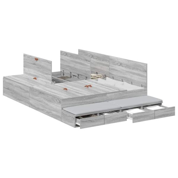 Stauraum Bettgestell Grau Holzwerkstoff 135,5 x 190 x 31,5 cm