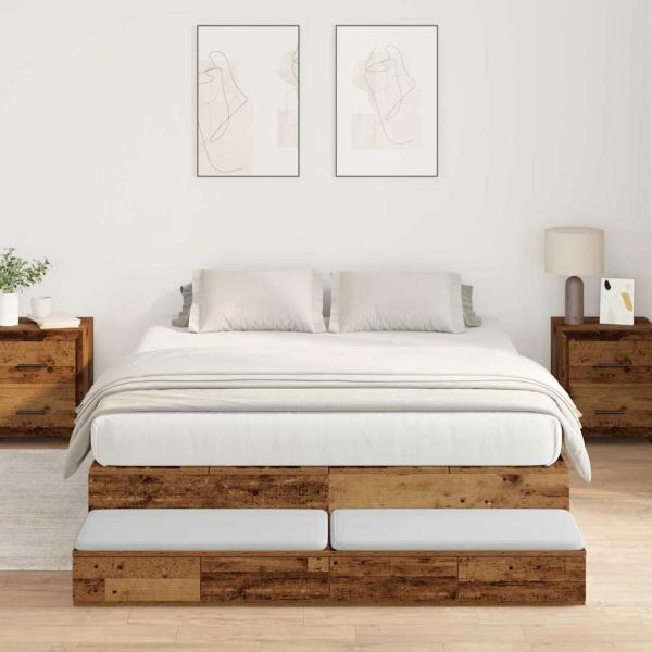 ARDEBO.de - Stauraum Bettgestell Braun Holzwerkstoff 135,5 x 190 x 31,5 cm