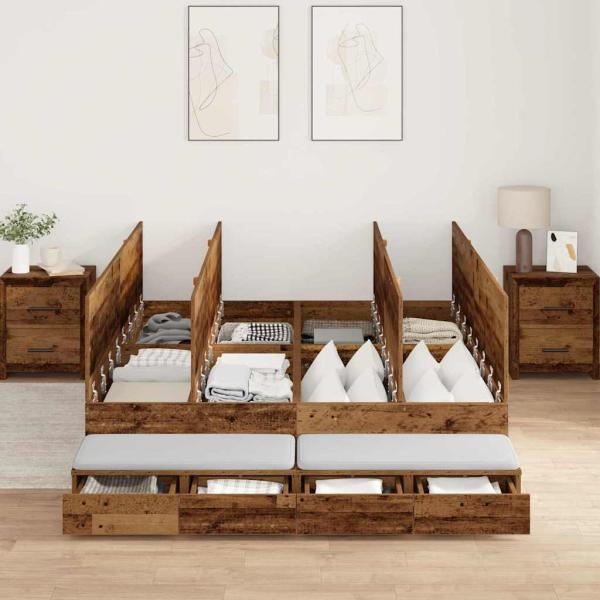 Stauraum Bettgestell Braun Holzwerkstoff 135,5 x 190 x 31,5 cm