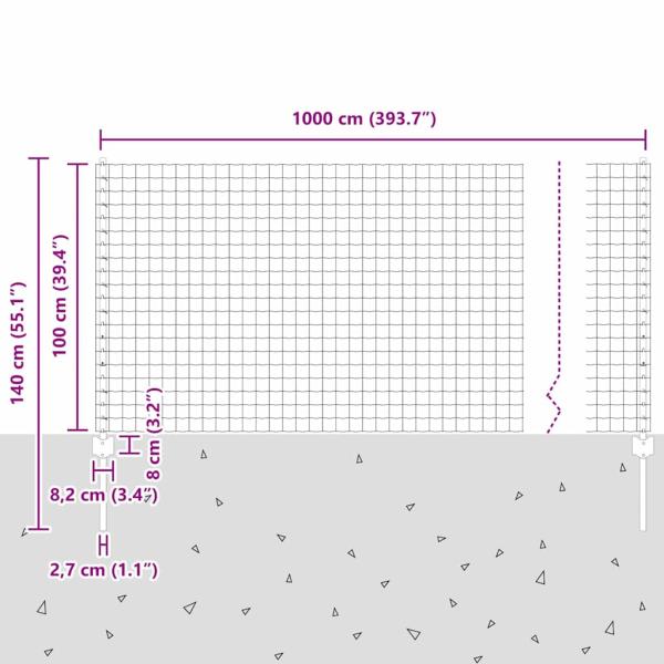 Euro Zaun mit 5 U-Pfosten Grün 1x10 m Stahl