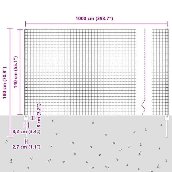 Euro Zaun mit 5 U-Posten Grün 1,4x10 m Stahl