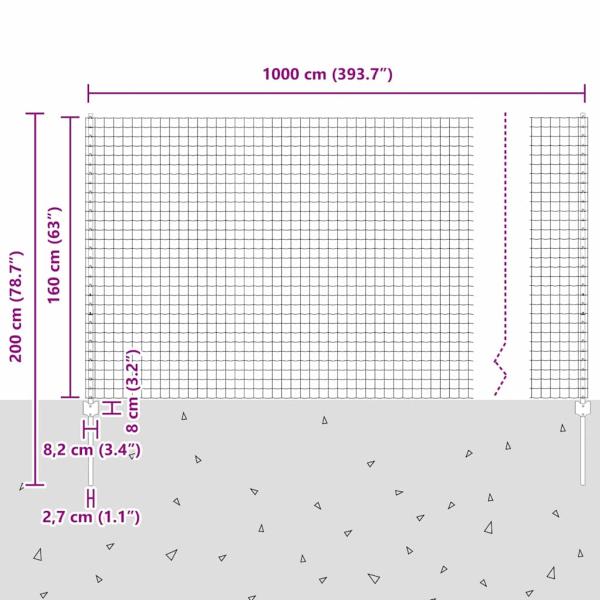 Euro-Zaun mit 5 U-Pfosten Grün 1,6x10 m Stahl