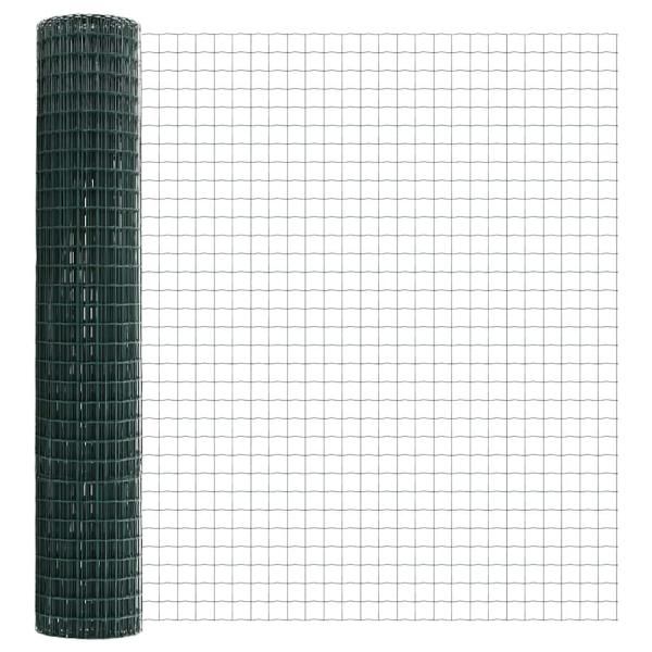 Euro-Zaun mit 5 U-Pfosten Grün 1,6x10 m Stahl