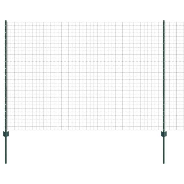 Euro-Zaun mit 5 U-Pfosten Grün 1,6x10 m Stahl