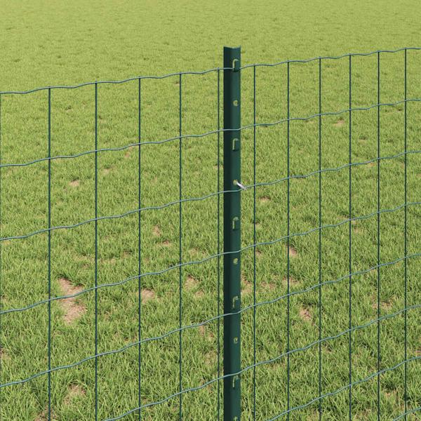 Eurozaun mit 5 U-Pfosten Grün 1x10 m Stahl