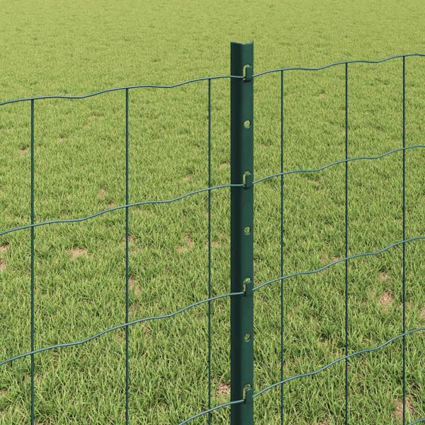 Euro Zaun mit 5 U-Pfosten, Grün, 0,8x10 m Stahl