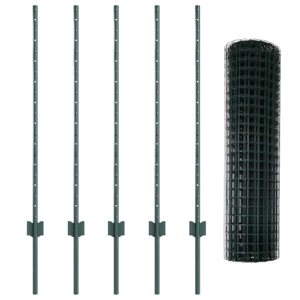 Gartenzaunset 2-teilig Grün PVC-beschichteter Stahl 10 x 1 m