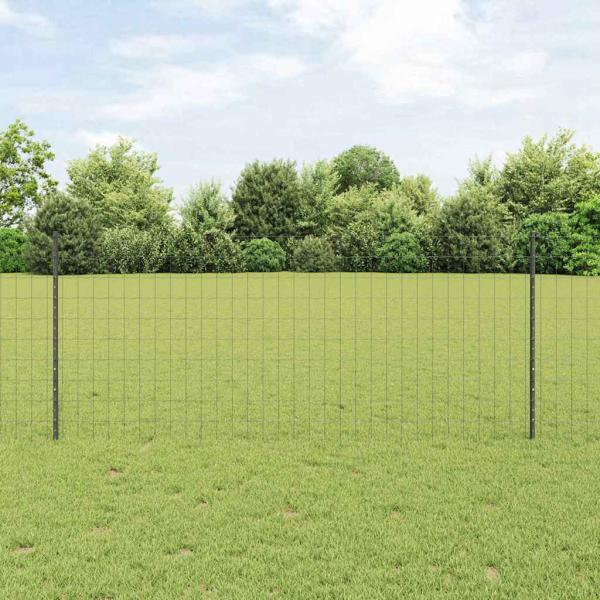 ARDEBO.de - Euro-Zaun mit 10 U-Pfosten Grau 1x10 m Stahl