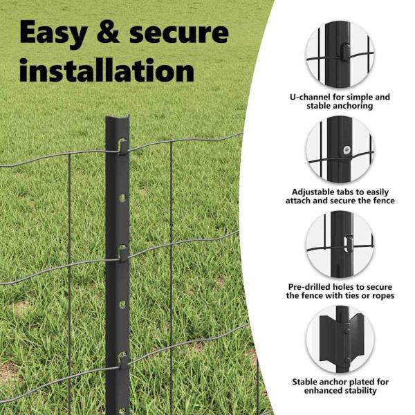 Euro Zaun mit 5 U-Pfosten Grau 0.4x10 m Stahl