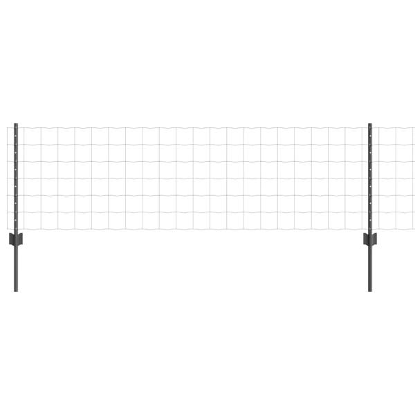 Euro-Zaun mit 5 U-Posten Grau 0.6x10 m Stahl