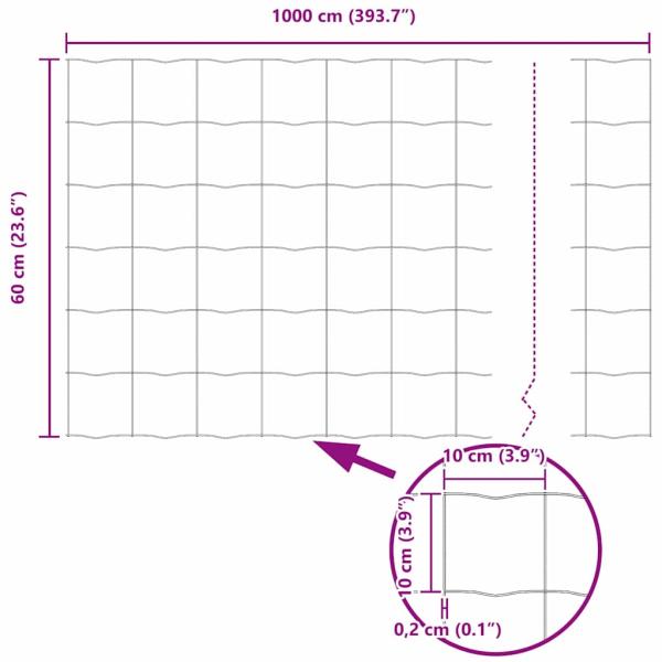 Euro-Zaun mit 5 U-Posten Grau 0.6x10 m Stahl
