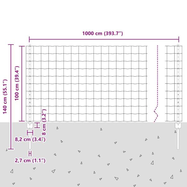 Gartenzaunset Set aus 2 Grau Pulverbeschichteter Stahl 10 x 1 m