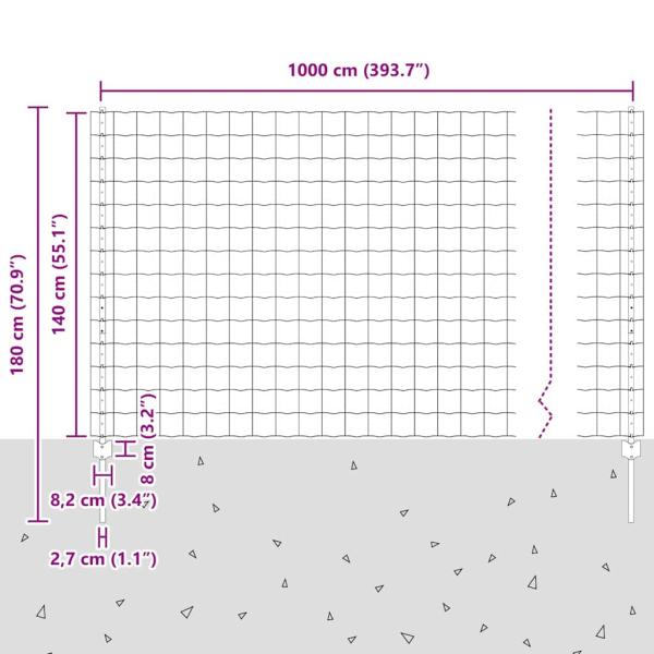 Euro Zaun mit 10 U-Stangen Grau 1,4x10 m Stahl