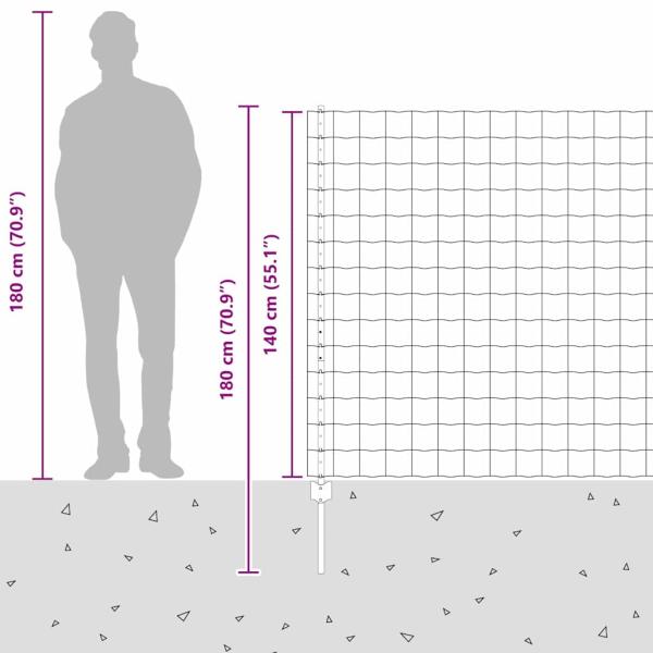 Euro Zaun mit 10 U-Stangen Grau 1,4x10 m Stahl