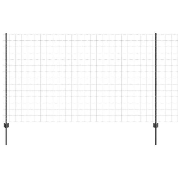 Euro Zaun mit 10 U-Stangen Grau 1,4x10 m Stahl