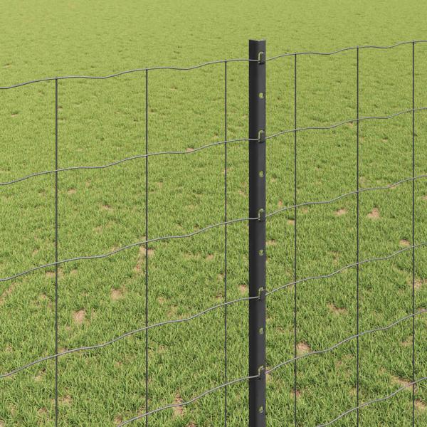 Euro Zaun mit 10 U-Stangen Grau 1,4x10 m Stahl