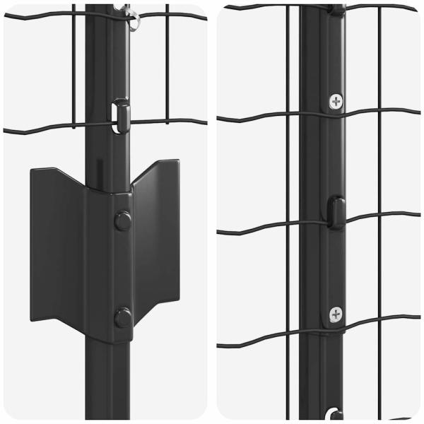 Eurozaun mit 22 U-Pfosten Grau 1,2x25 m Stahl