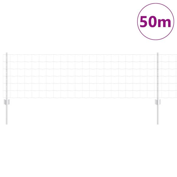 Euro Zaun mit 11 U-Pfosten Silber 0.6x50 m Stahl
