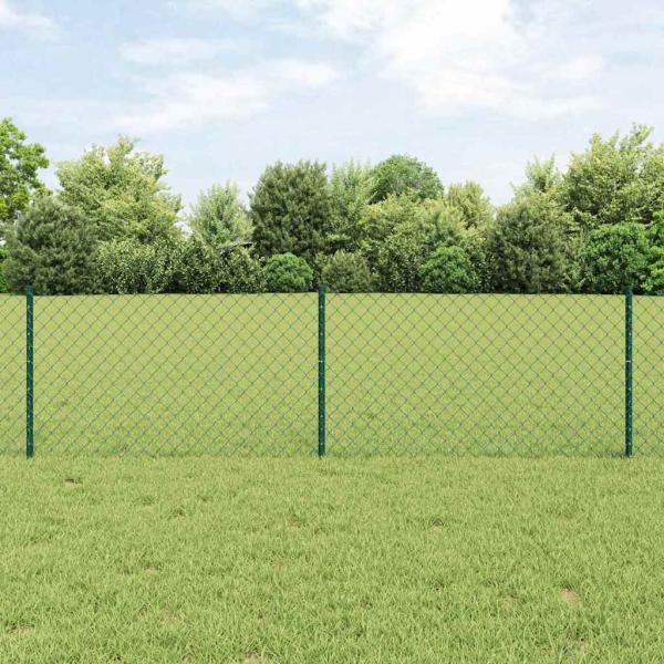 ARDEBO.de - Kettenlink Zaun mit 10 U-Pfählen Grün 0.6x10 m Stahl